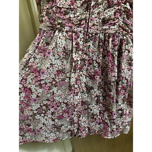 Crystal Doll Floral Print Mini Dress Empire Waist Flare Long Sleeve Junior Sz M - Picture 8 of 11